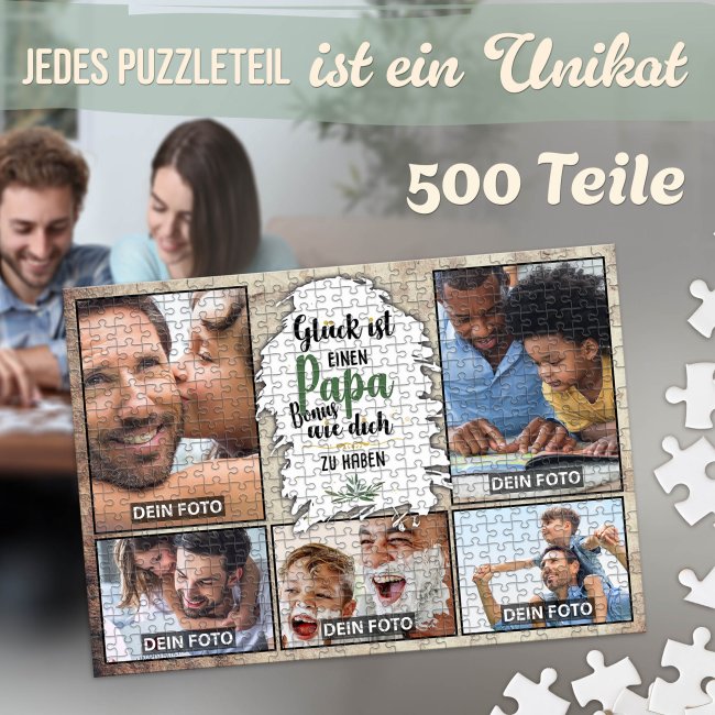 Foto-Puzzle f&uuml;r den Bonuspapa  - Gl&uuml;ck ist - 500 Teile in Karton