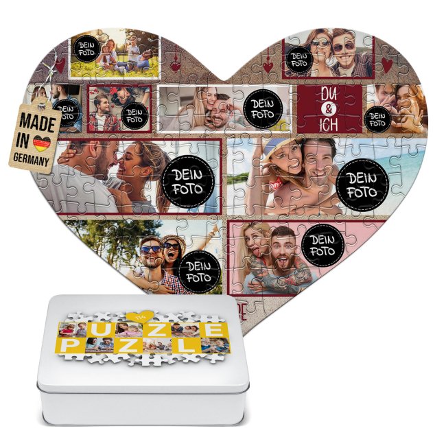 Herz Puzzle - Du &amp; Ich - mit zehn Fotos gestalten