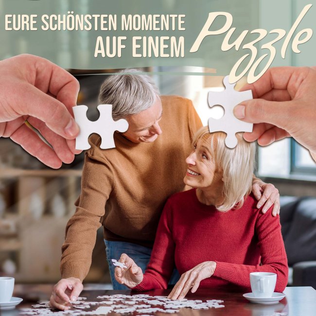 Herz Puzzle mit zwei Fotos, Namen und Datum - Love - 114 Teile in der Metalldose