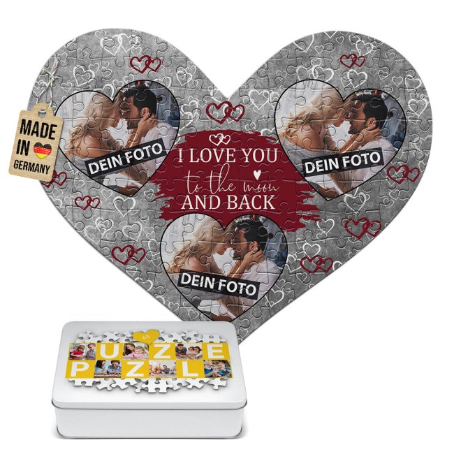 Herz Puzzle - I love you - mit drei Fotos gestalten