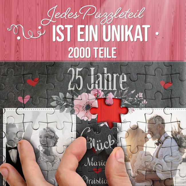 Fotopuzzle zum 25. Hochzeitstag - Silberhochzeitsgeschenk - 2000 Teile in Metalldose
