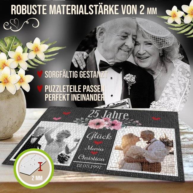 Fotopuzzle zum 25. Hochzeitstag - Silberhochzeitsgeschenk - 2000 Teile in Metalldose
