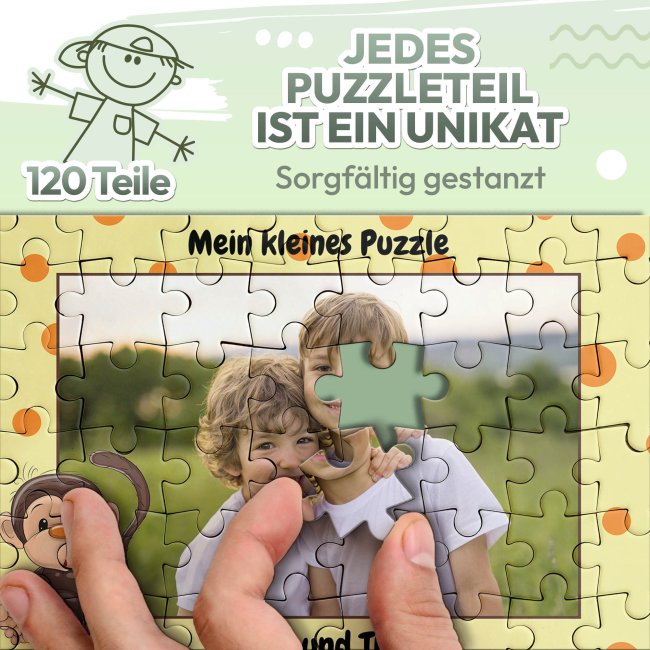 Fotopuzzle f&uuml;r Kinder selbst gestalten - Mein kleines Puzzle mit Name - Affe - 120 Teile