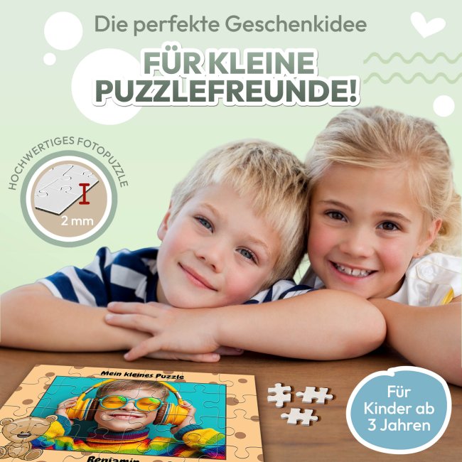 Fotopuzzle f&uuml;r Kinder selbst gestalten - Mein kleines Puzzle mit Name - B&auml;r - 24 Teile