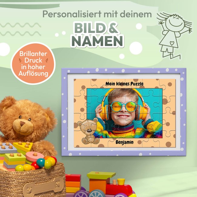 Fotopuzzle f&uuml;r Kinder selbst gestalten - Mein kleines Puzzle mit Name - B&auml;r - 24 Teile