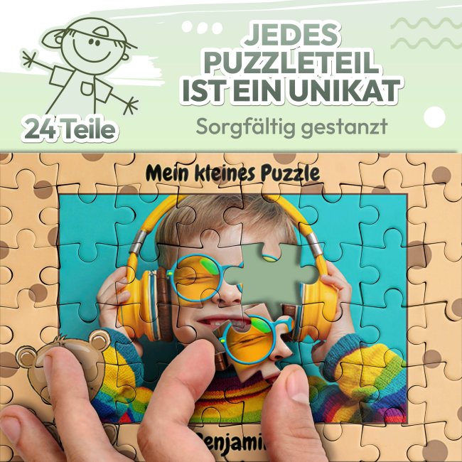 Fotopuzzle f&uuml;r Kinder selbst gestalten - Mein kleines Puzzle mit Name - B&auml;r - 24 Teile