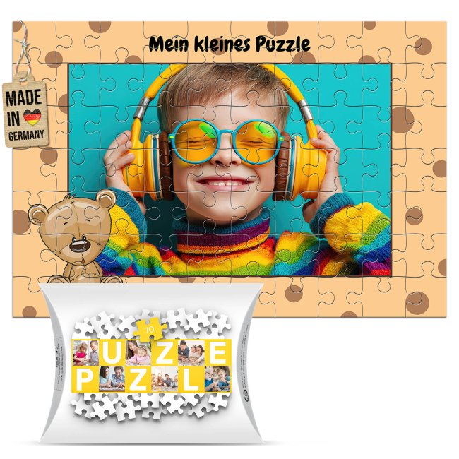 Fotopuzzle f&uuml;r Kinder selbst gestalten - Mein kleines Puzzle mit Name - B&auml;r - 70 Teile