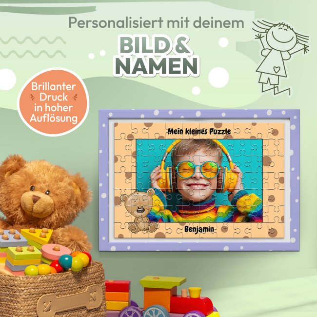 Fotopuzzle f&uuml;r Kinder selbst gestalten - Mein kleines Puzzle mit Name - B&auml;r - 70 Teile