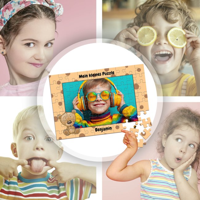 Fotopuzzle f&uuml;r Kinder selbst gestalten - Mein kleines Puzzle mit Name - B&auml;r - 70 Teile