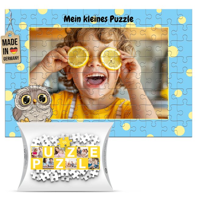 Fotopuzzle f&uuml;r Kinder selbst gestalten - Mein kleines Puzzle mit Name - Eule - 96 Teile