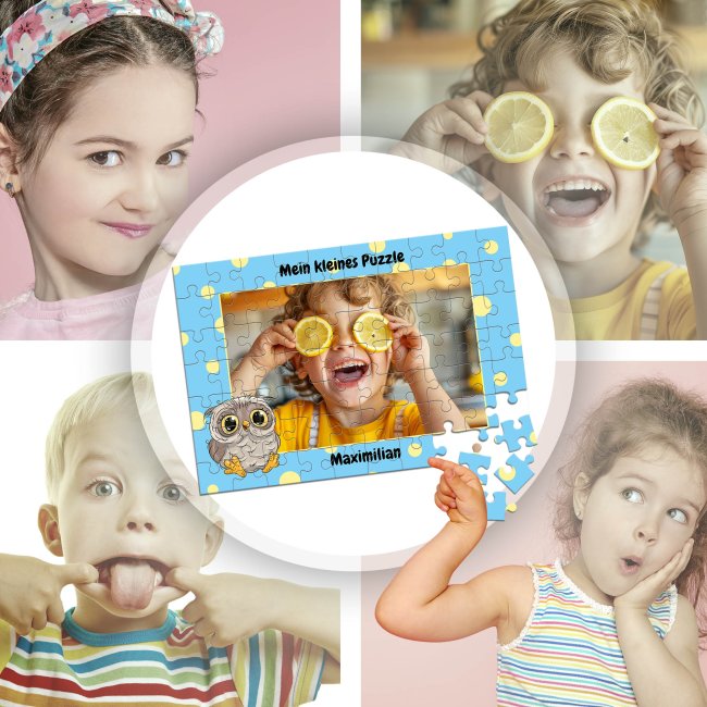 Fotopuzzle f&uuml;r Kinder selbst gestalten - Mein kleines Puzzle mit Name - Eule - 96 Teile