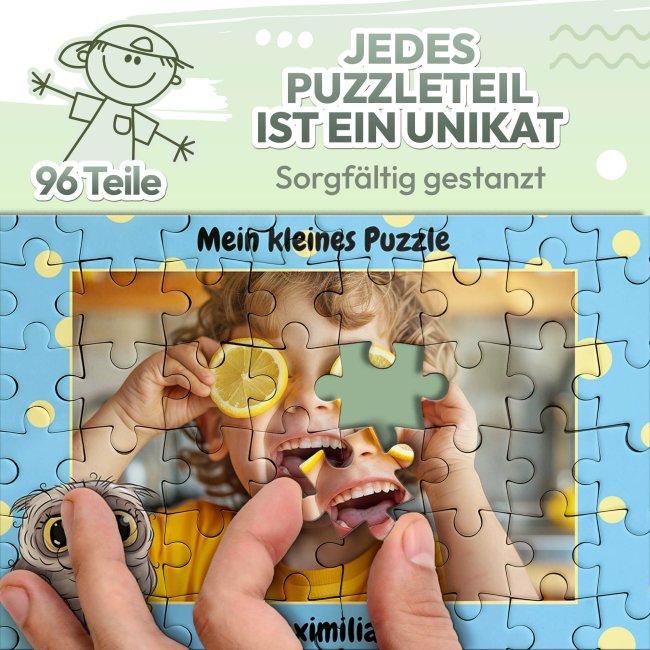 Fotopuzzle f&uuml;r Kinder selbst gestalten - Mein kleines Puzzle mit Name - Eule - 96 Teile