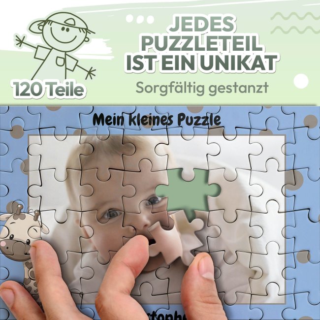Fotopuzzle f&uuml;r Kinder selbst gestalten - Mein kleines Puzzle mit Name - Giraffe - 120 Teile