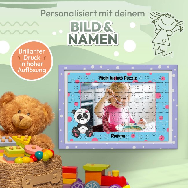 Fotopuzzle f&uuml;r Kinder selbst gestalten - Mein kleines Puzzle mit Name - Panda - 96 Teile