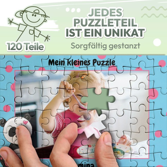 Fotopuzzle f&uuml;r Kinder selbst gestalten - Mein kleines Puzzle mit Name - Panda - 96 Teile