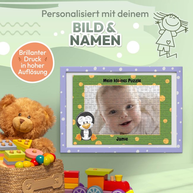 Fotopuzzle f&uuml;r Kinder selbst gestalten - Mein kleines Puzzle mit Name - Pinguin - 120 Teile