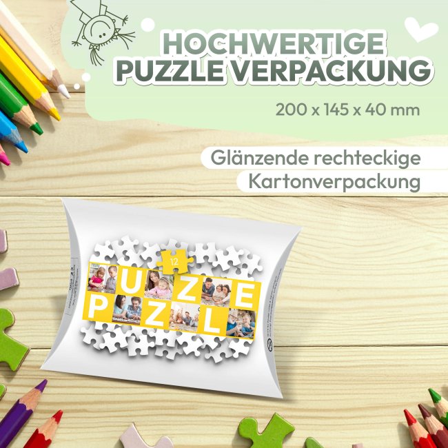Holzpuzzle mit Foto selbst gestalten f&uuml;r Kinder - Kleines Puzzle mit Name - Panda - 12 Teile