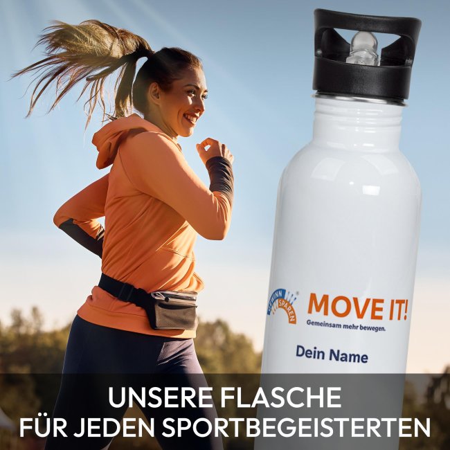 Edelstahl-Trinkflasche - MOVE IT! Gemeinsam mehr bewegen. - mit Name - 600 ml