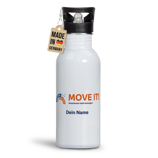 Edelstahl-Trinkflasche - MOVE IT! Gemeinsam mehr bewegen. - mit Name - 600 ml