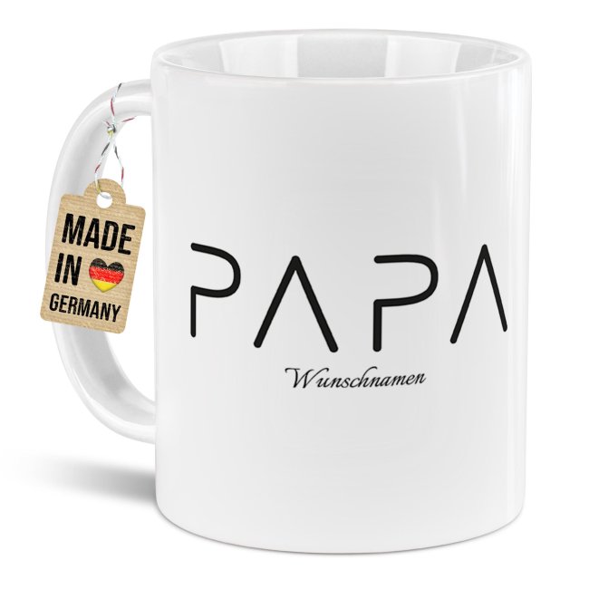 Personalisierte Tasse - PAPA - mit Name - Wei&szlig;