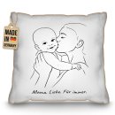Mama-Kissen - Line-Art Mutter und Kind - Mama. Liebe....
