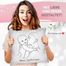 Mama-Kissen - Line-Art Mutter und Kind mit Wunschtext