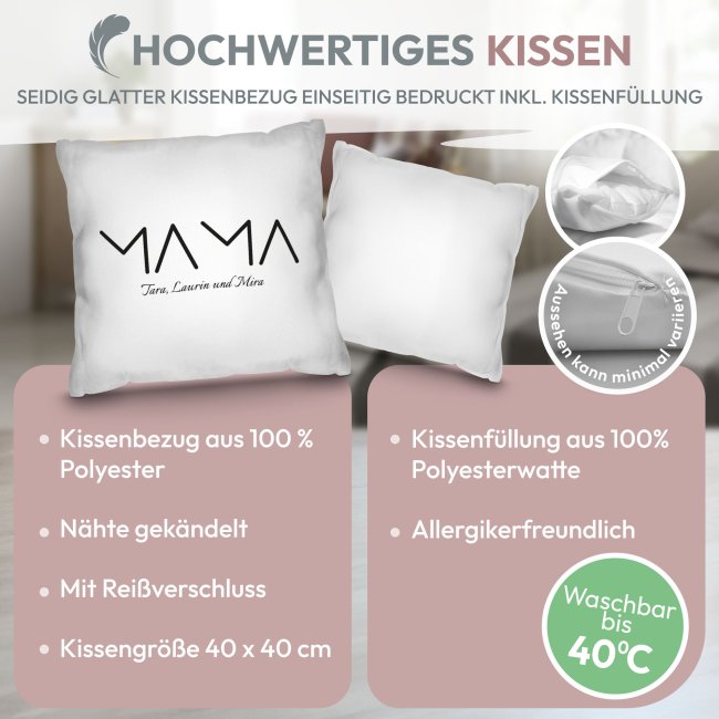 Personalisiertes Mama-Kissen - Minimalistischer MAMA Schriftzug