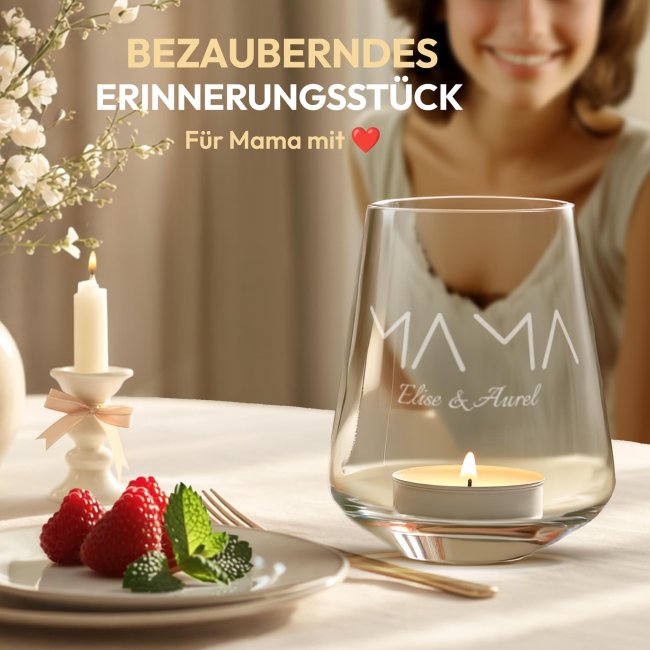 Windlicht Harmony mit Gravur - Geschenk f&uuml;r Mama - Minimalistisches Design - mit Name