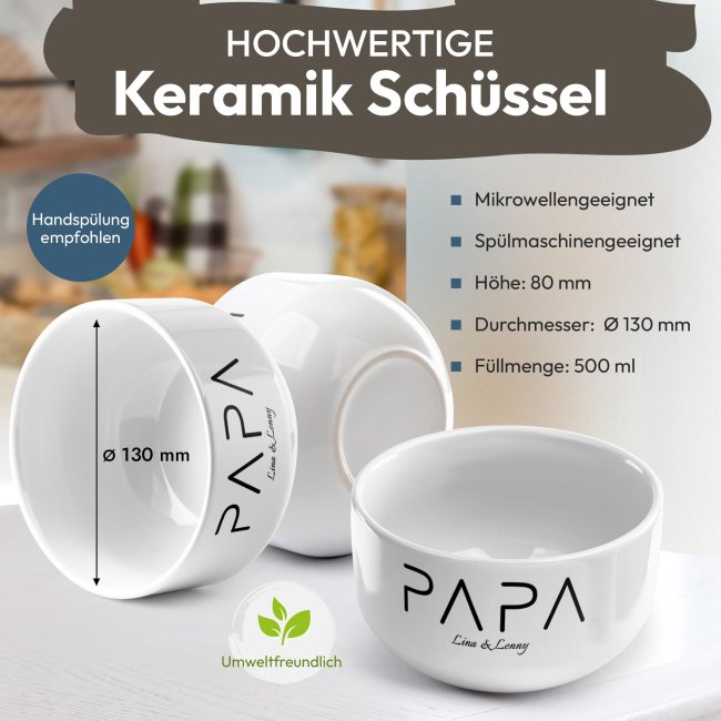 M&uuml;slisch&uuml;ssel mit Motiv - Minimalistisches Design - mit Name - Geschenk f&uuml;r Papa