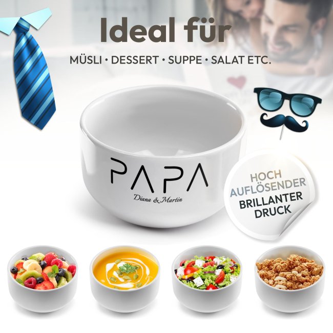 M&uuml;slisch&uuml;ssel mit Motiv - Minimalistisches Design - mit Name - Geschenk f&uuml;r Papa