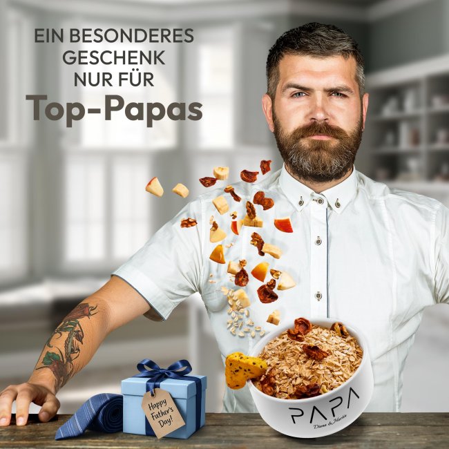 M&uuml;slisch&uuml;ssel mit Motiv - Minimalistisches Design - mit Name - Geschenk f&uuml;r Papa