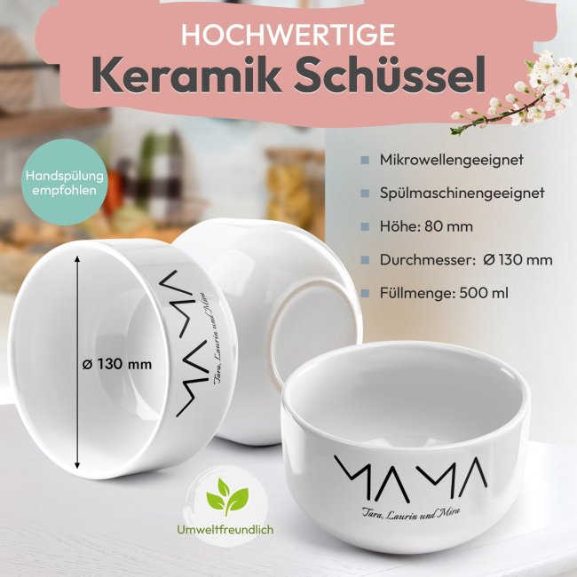 M&uuml;slisch&uuml;ssel mit Motiv - Minimalistisches Design - mit Name - Geschenk f&uuml;r Mama