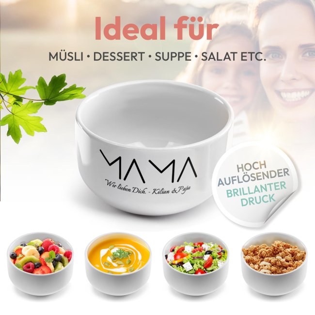 M&uuml;slisch&uuml;ssel mit Motiv - Minimalistisches Design - mit Name - Geschenk f&uuml;r Mama
