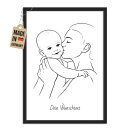 Fotodruck - Mutter-Kind-Silhouette - Mit Text