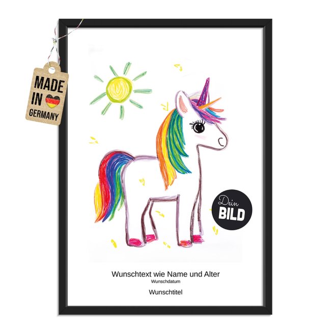 Fotodruck - Kinderzeichnung - Mit Bild &amp; Text - Hochformat