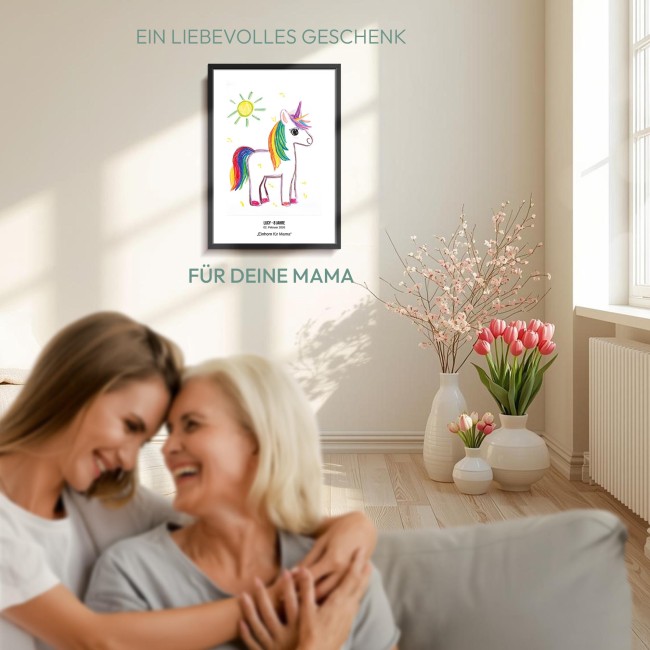 Fotodruck - Kinderzeichnung - Mit Bild &amp; Text - Hochformat