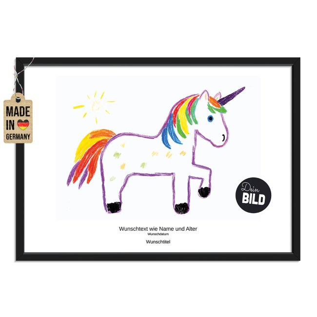 Fotodruck - Kinderzeichnung - Mit Bild &amp; Text - Querformat