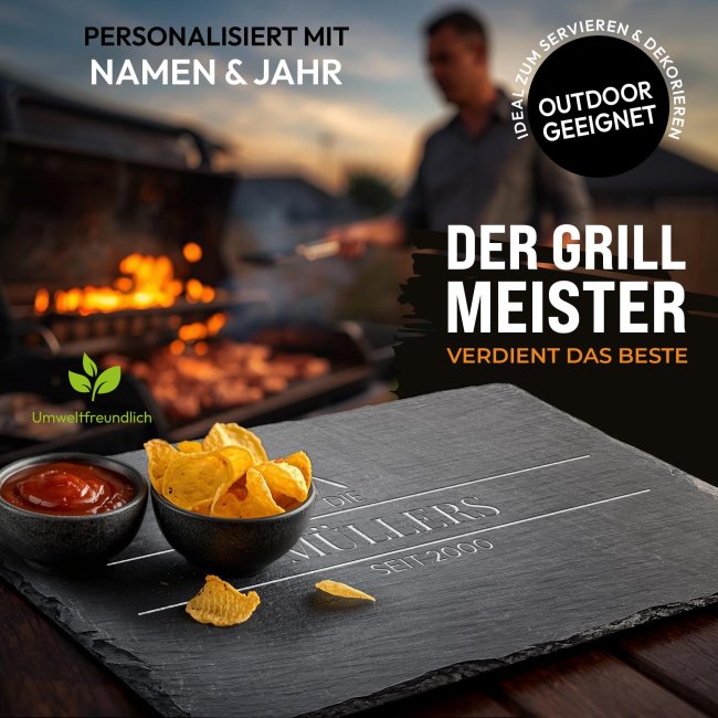 Personalisierte Schieferplatte mit Gravur f&uuml;r die Familie - mit Name &amp; Jahr - 20x30 cm