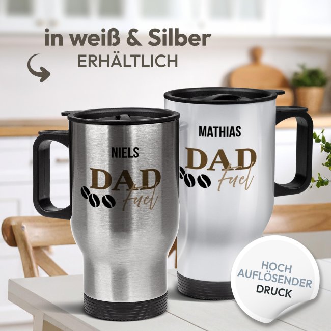 Thermobecher mit Henkel f&uuml;r Papa mit Name - Dad Fuel - 390 ml