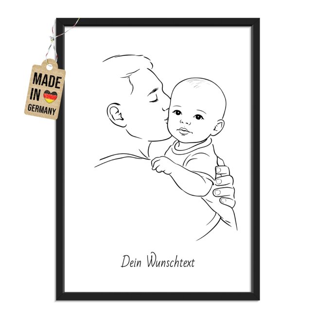 Fotodruck - Papa im Linienstil - Mit Text