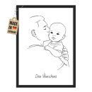 Fotodruck - Papa im Linienstil - Mit Text