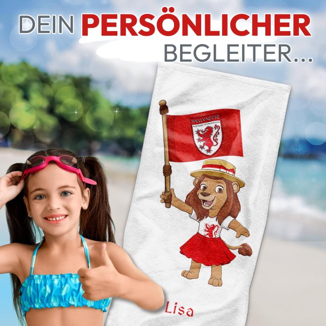 Kinder-Handtuch mit Name - Welfenfest-Maskottchen Welfinchen - 50 x 100 cm