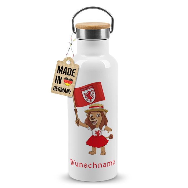 Trinkflasche mit Bambusdeckel - Welfenfest-Maskottchen Welfinchen - mit Name