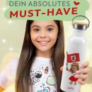 Trinkflasche mit Bambusdeckel - Welfenfest-Maskottchen...