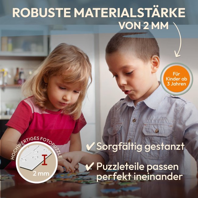 35 Teile Fotopuzzle f&uuml;r Kinder mit Name - Welfenfest-Maskottchen Welfinchen - inkl. bedrucktem Karton