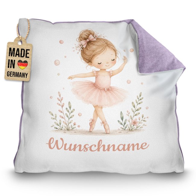 Personalisiertes Kissen f&uuml;r Kinder - mit Name - Ballerina - in verschiedenen Pastell-Farben