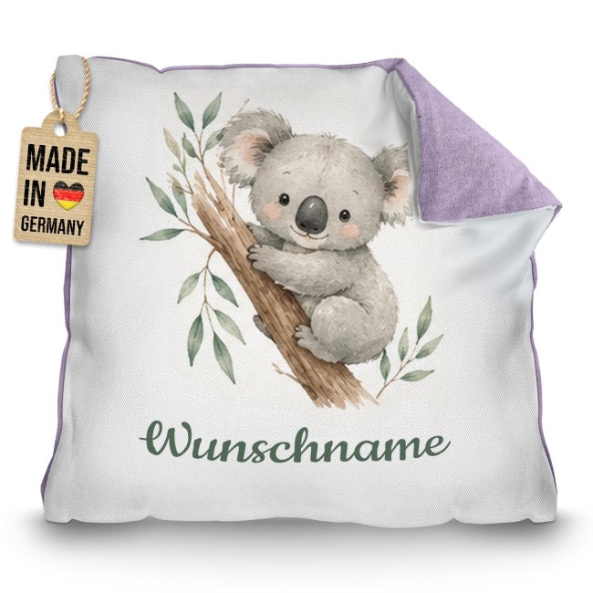 Personalisiertes Kissen f&uuml;r Kinder - mit Name - Koala - in verschiedenen Pastell-Farben