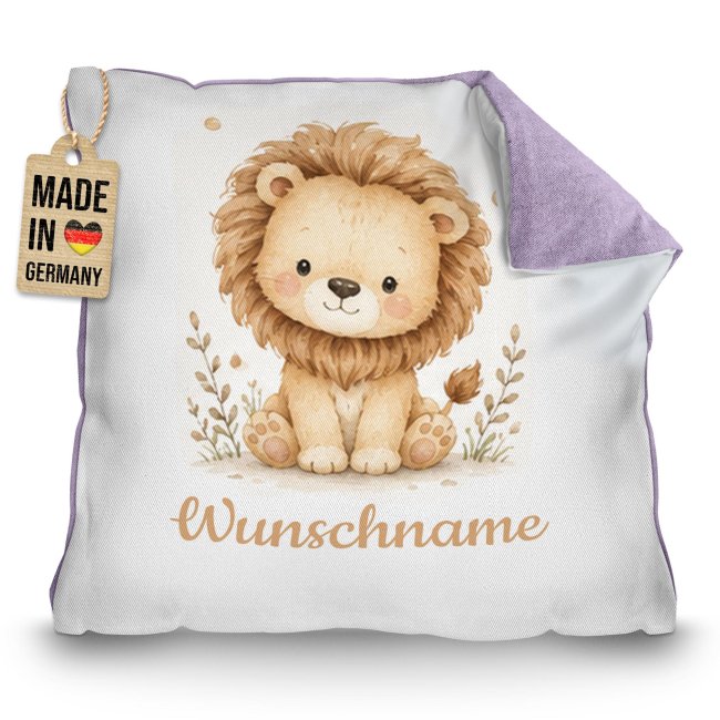 Personalisiertes Kissen f&uuml;r Kinder - mit Name - L&ouml;we - in verschiedenen Pastell-Farben