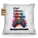 Personalisiertes Kissen f&uuml;r Kinder - Eat Sleep - mit...