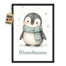 Fotodruck mit Bilderrahmen f&uuml;r Kinder - Pinguin -...